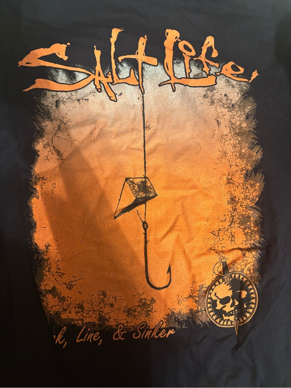 Salt Life Men’s NavyTee with Orange Fishing Graphic